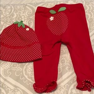 Gymboree strawberry hat and pants